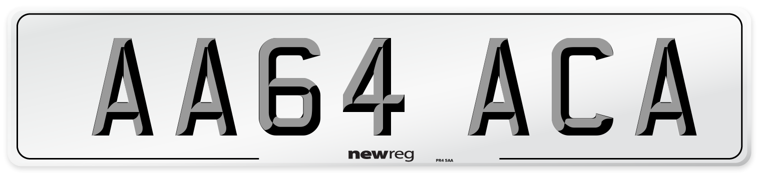 AA64 ACA Number Plate from New Reg